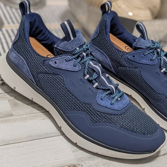 Cole Haan men's shoes 9.5M D, blue leather and mesh zero grand athletic trainers - Picture 13 of 16